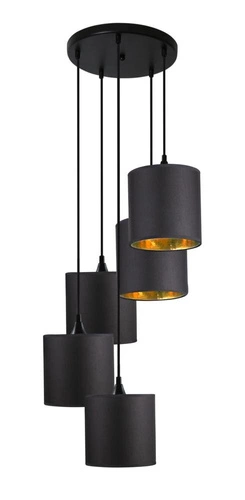Lampa wisząca Long talerz czarna 5-punktowa do salonu nowoczesna regulowana CANDELLUX