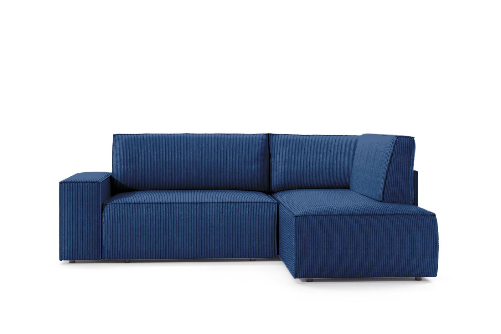 Narożnik z funkcją spania Molde L prawy sztruksowy granatowy z pojemnikiem do salonu