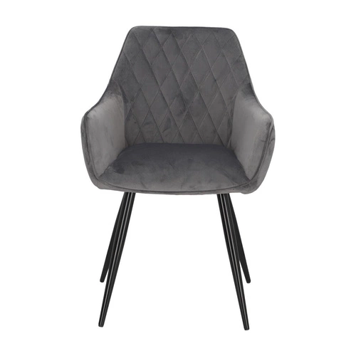Krzesło tapicerowane welur szare Pico Intesi do jadalni z podłokietnikami nowoczesne
