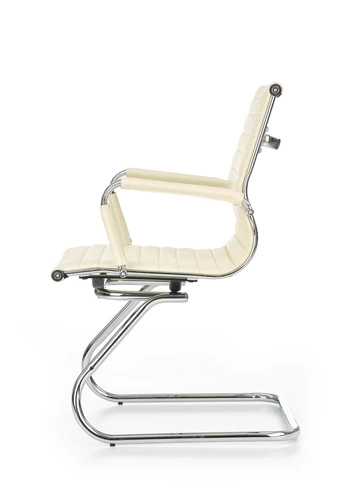 Krzesło biurowe Skid Intesi tapicerowane ekoskóra kremowe z podłokietnikami nowoczesne