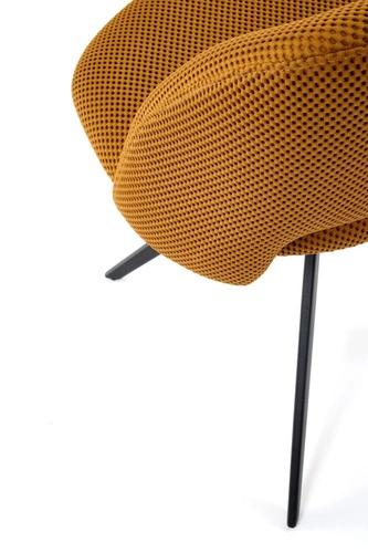 Krzesło biurowe obrotowe Maeba Intesi musztardowe nowoczesne tapicerowane z czarnymi nogami