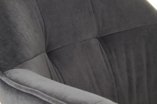 Krzesło tapicerowane Yorkshire welurowe szare z podłokietnikami na płozach do jadalni Intesi