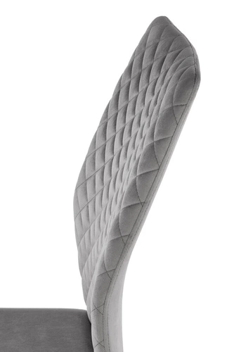 Krzesło do jadalni Celine Intesi tapicerowane welur szare nowoczesne na czarnych płozach