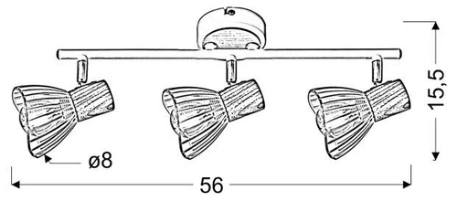 Lampa sufitowa Chile 3-punktowa biała z drewnem regulowana do salonu i sypialni