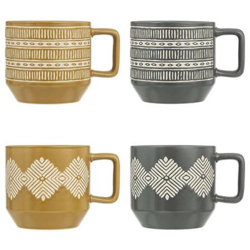 Kubek Mosquito żółty 380ml wzór kwadrat