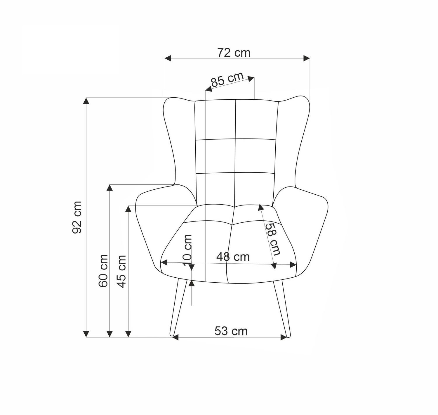 Fotel uszak Wallace beżowy do salonu nowoczesny tapicerowany wygodny z podłokietnikami