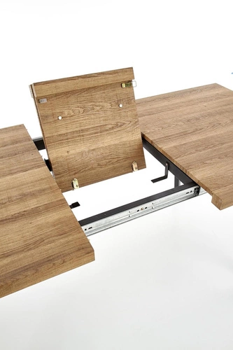 Stół rozkładany do jadalni Liner 140-180 cm loftowy blat MDF orzech miodowy czarne nogi Intesi