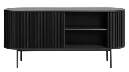 Komoda Siena czarna ryflowana 160 cm nowoczesna komoda do salonu