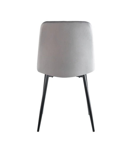 Krzesło tapicerowane welur Solito szare Intesi do jadalni nowoczesne z czarnymi nogami