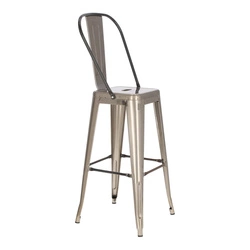 Hoker Paris Back 75cm metaliczny insp. Tolix OUTLET