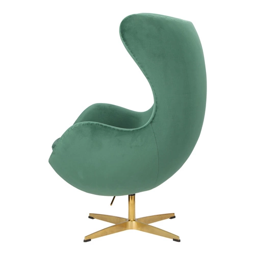 Fotel Jajo Velvet zielony welur obrotowy z funkcją kołyski do salonu na złotej nodze