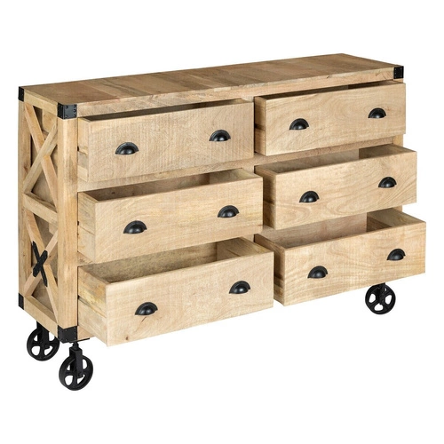 Komoda drewniana z szufladami Silas mango 150 cm do salonu rustykalna Atmosphera