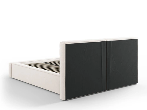 Łóżko do sypialni Jodie II beżowe tapicerowane 200x200 z pojemnikiem nowoczesne