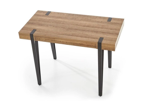 Biurko do pracy nowoczesne z szufladą Indorika orzech miodowy czarne loft 110x55 cm Intesi