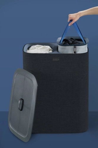 Joseph Joseph Tota nowoczesny kosz na pranie 90l z 2 komorami do łazienki czarny