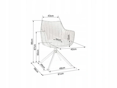 Krzesło Murray tapicerowane szare obrotowe do jadalni i salonu Intesi