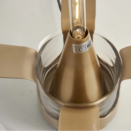 Lampa stołowa FATA nowoczesna szklana transparentna złota 35 cm do salonu i sypialni