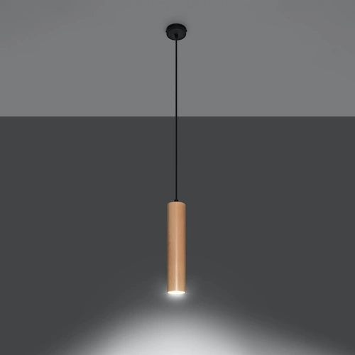 Lampa wisząca drewniana LINO 1 nowoczesna tuba do salonu kuchni i nad wyspę Sollux