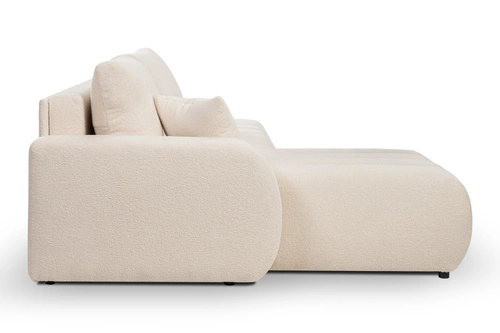 Narożnik z funkcją spania Hobro lewy beżowy skandynawski do salonu z pojemnikiem