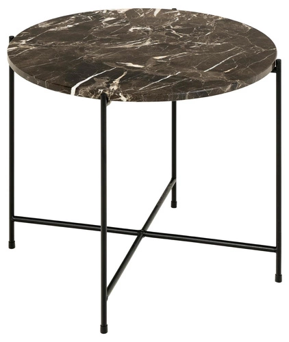 Stolik kawowy Avila okrągły niski marmurowy brązowy nowoczesny glamour do salonu 52 cm