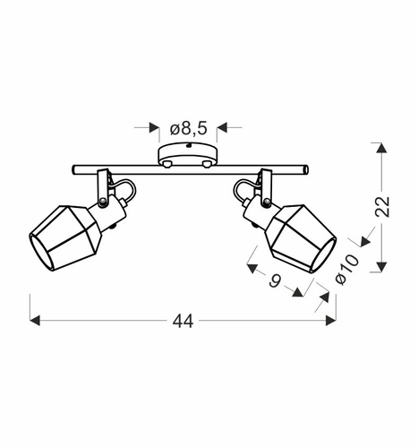Lampa sufitowa Randi czarna nowoczesna regulowana do salonu kuchni i jadalni 2-punktowa