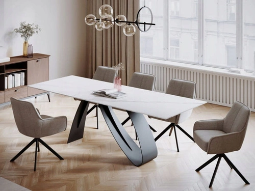 Krzesło Totti tapicerowane obrotowe do jadalni i salonu jasnoszare