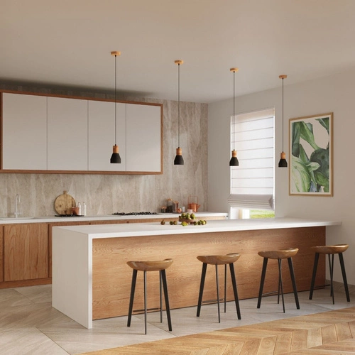 Lampa wisząca QUBIC czarna betonowo-drewniana do salonu, kuchni i nad wyspę 120 cm