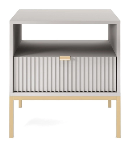 Zestaw mebli do sypialni szary/złoty Delicious ryflowane fronty
