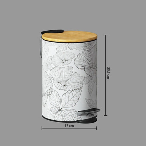 Kosz na śmieci do łazienki BlackFlora 3l nowoczesny biało-czarny z pedałem Soft Close