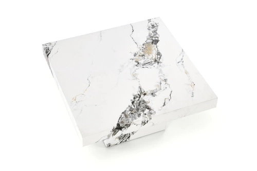 Liton nowoczesny stolik kawowy kwadratowy biały marmur glamour do salonu 80x80 cm