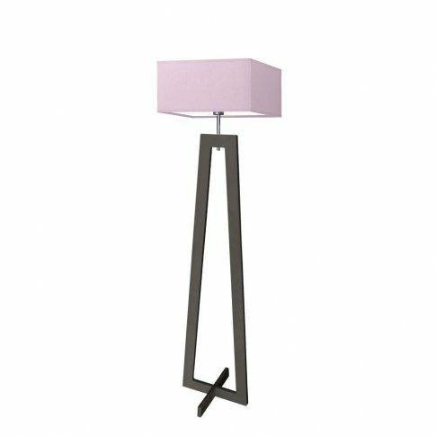 Lampa stojąca do salonu Jawa nowoczesna drewniana z abażurem fioletowym Lysne 138 cm
