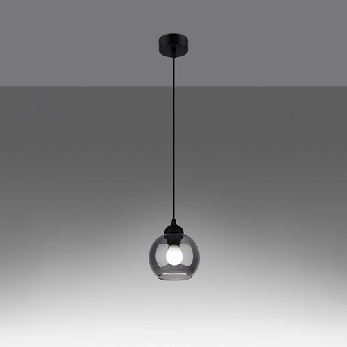 Lampa wisząca ALINO 1 czarna nowoczesna szklana regulowana do salonu i jadalni