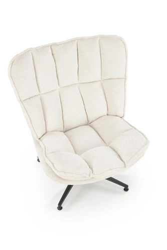 Fotel wypoczynkowy Florens kremowy obrotowy do salonu nowoczesny tkanina Intesi