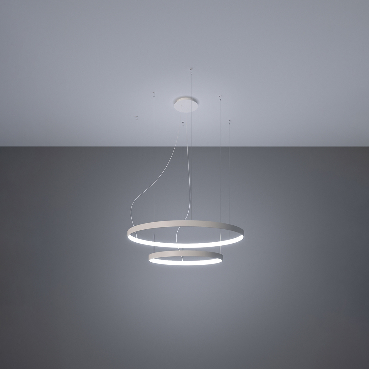 Nowoczesny żyrandol LED RIO 2 biały 78 cm do salonu i jadalni Thoro