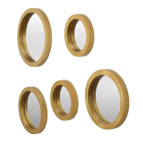 Zestaw 5 okrągłych luster Gilded w złotej ramie dekoracyjnych do przedpokoju