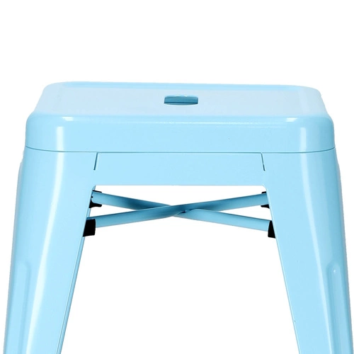 Stołek Paris niebieski metalowy do kuchni i salonu inspirowany Tolix nowoczesny 46 cm D2.DESIGN