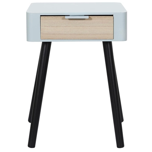 Szafka nocna Intesi Padano błękitna z szufladą, 35 cm szerokości – skandynawski minimalizm do sypialni