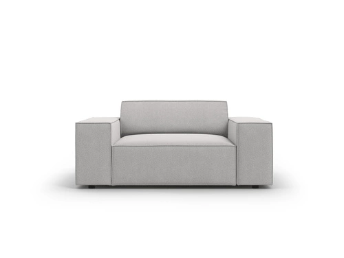 Fotel kubełkowy Jodie Light Grey do salonu nowoczesny welur z podłokietnikami BESO LUX