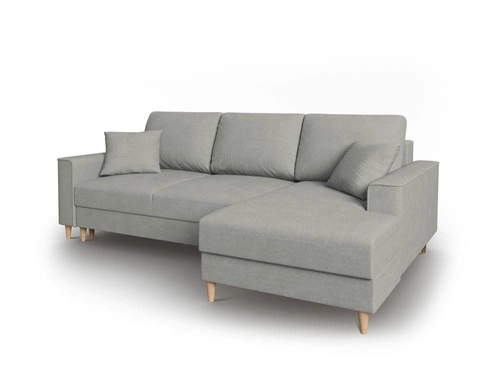 Narożnik z funkcją spania Cartadera Light Grey Corduroy Prawostronna kolor nóg naturalny
