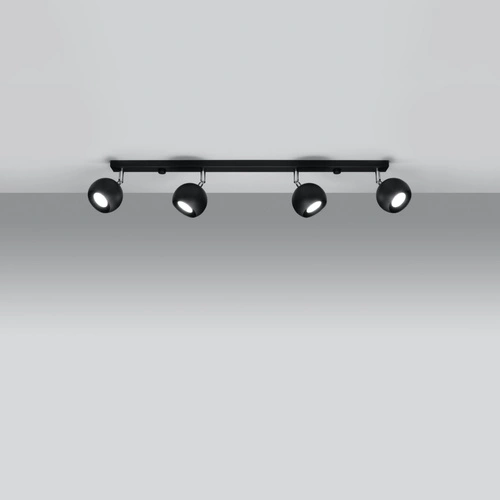 Plafon sufitowy OCULARE 4L czarny nowoczesny metalowy do salonu i kuchni Sollux