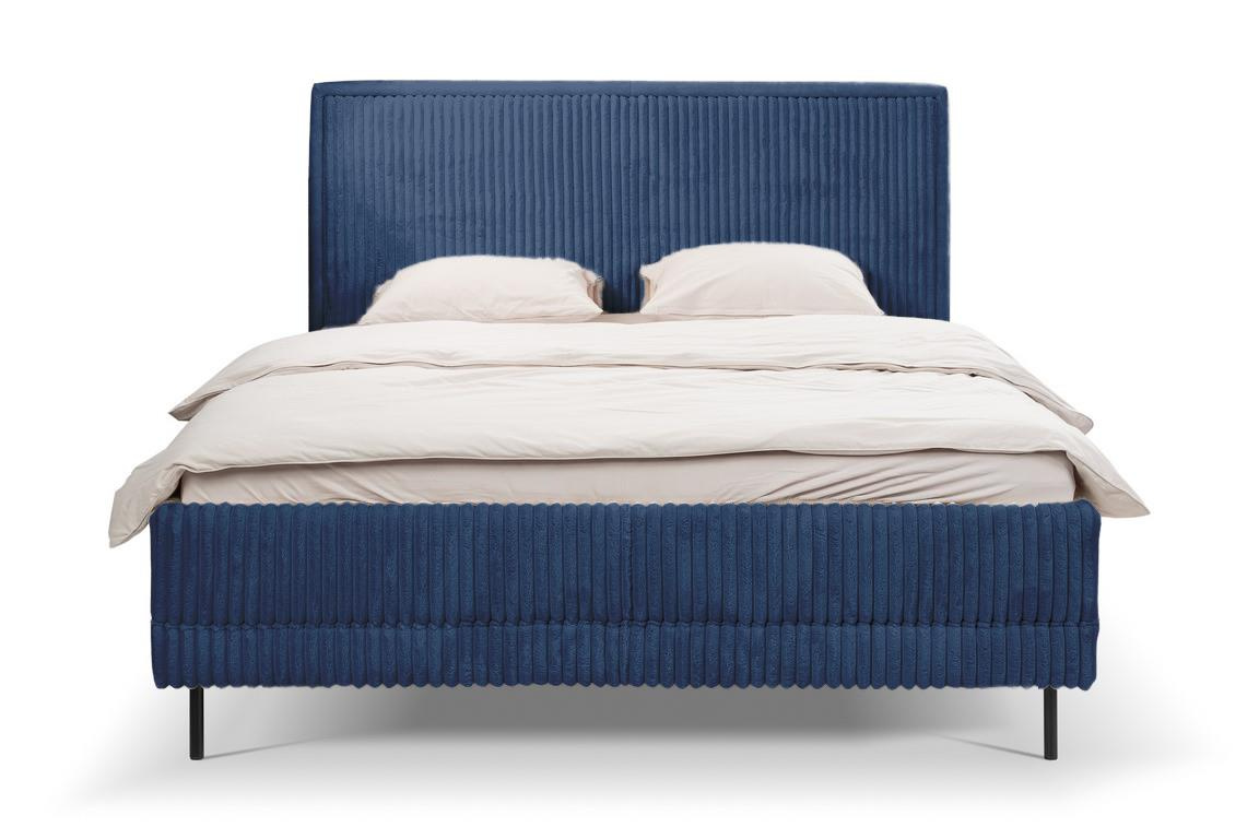 Łóżko tapicerowane Foggy 180x200 granatowe z pojemnikiem do sypialni nowoczesne