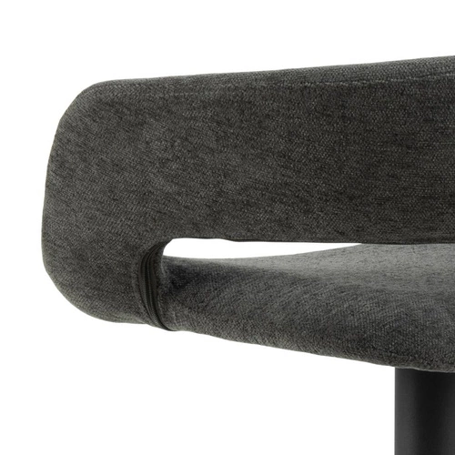 Hoker Grace szary ciemny aksamitny z oparciem i podłokietnikami regulowany do kuchni Actona