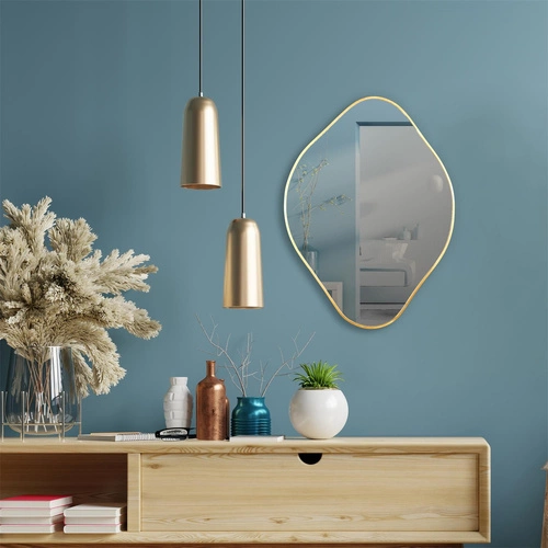 Lustro Diamond nieregularne złote glamour do przedpokoju i salonu na ścianę 60 cm