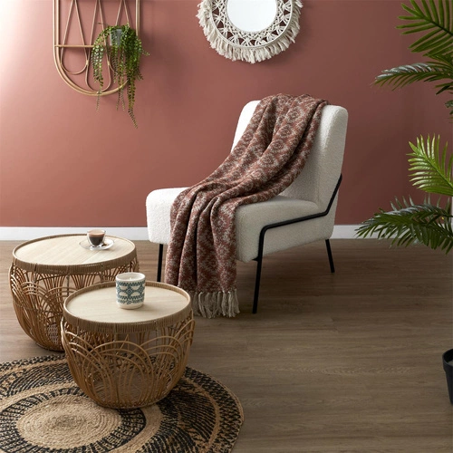 Narzuta bawełniana Vanir terrakota 150x200 cm nowoczesna na łóżko do sypialni Intesi