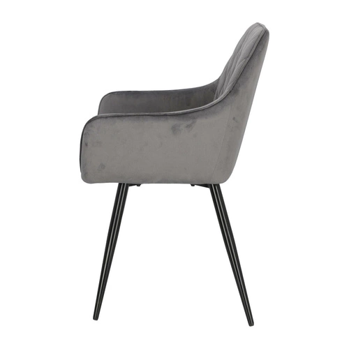 Krzesło tapicerowane welur szare Pico Intesi do jadalni z podłokietnikami nowoczesne