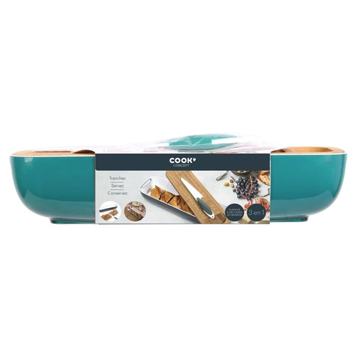 Intesi Zestaw 3w1 nowoczesna bambusowa deska do krojenia z pojemnikiem i nożem