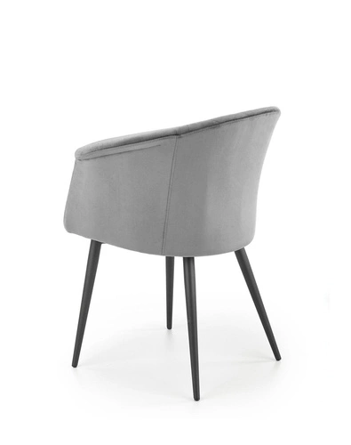 Krzesło tapicerowane Auger szare welurowe z podłokietnikami do jadalni glamour Intesi