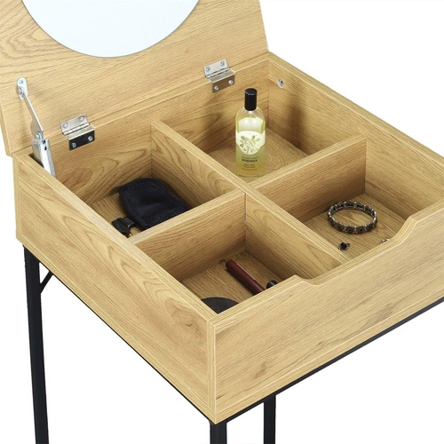 Toaletka z lustrem Leyla dąb nowoczesna kompaktowa do sypialni z przegródkami Intesi