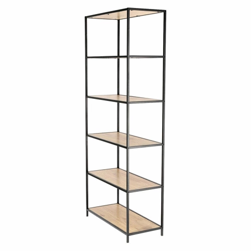 Regał na książki Seaford IV nowoczesny loftowy do salonu 77 cm dąb i czarny metal Intesi
