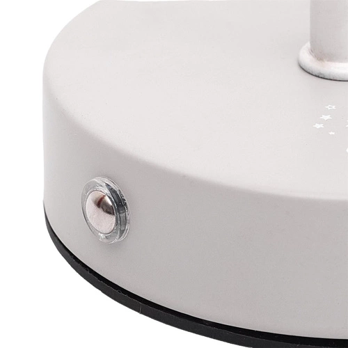 Lampka nocna biała Intesi z ażurowymi gwiazdkami, ładowana, nowoczesna do sypialni